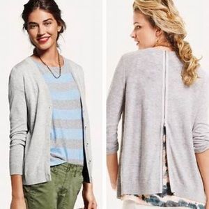 CAbi Grey Cobblestone Zipper Back Cardigan Sweater, size M